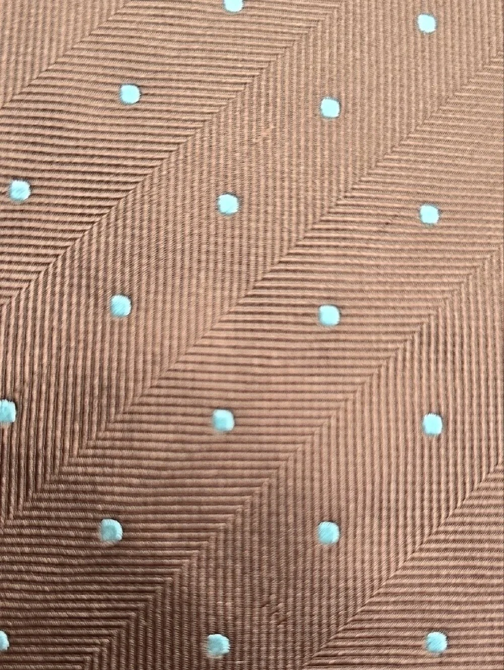 Men's Polka Dot Tie in Dark Brown with Light Blue Dots